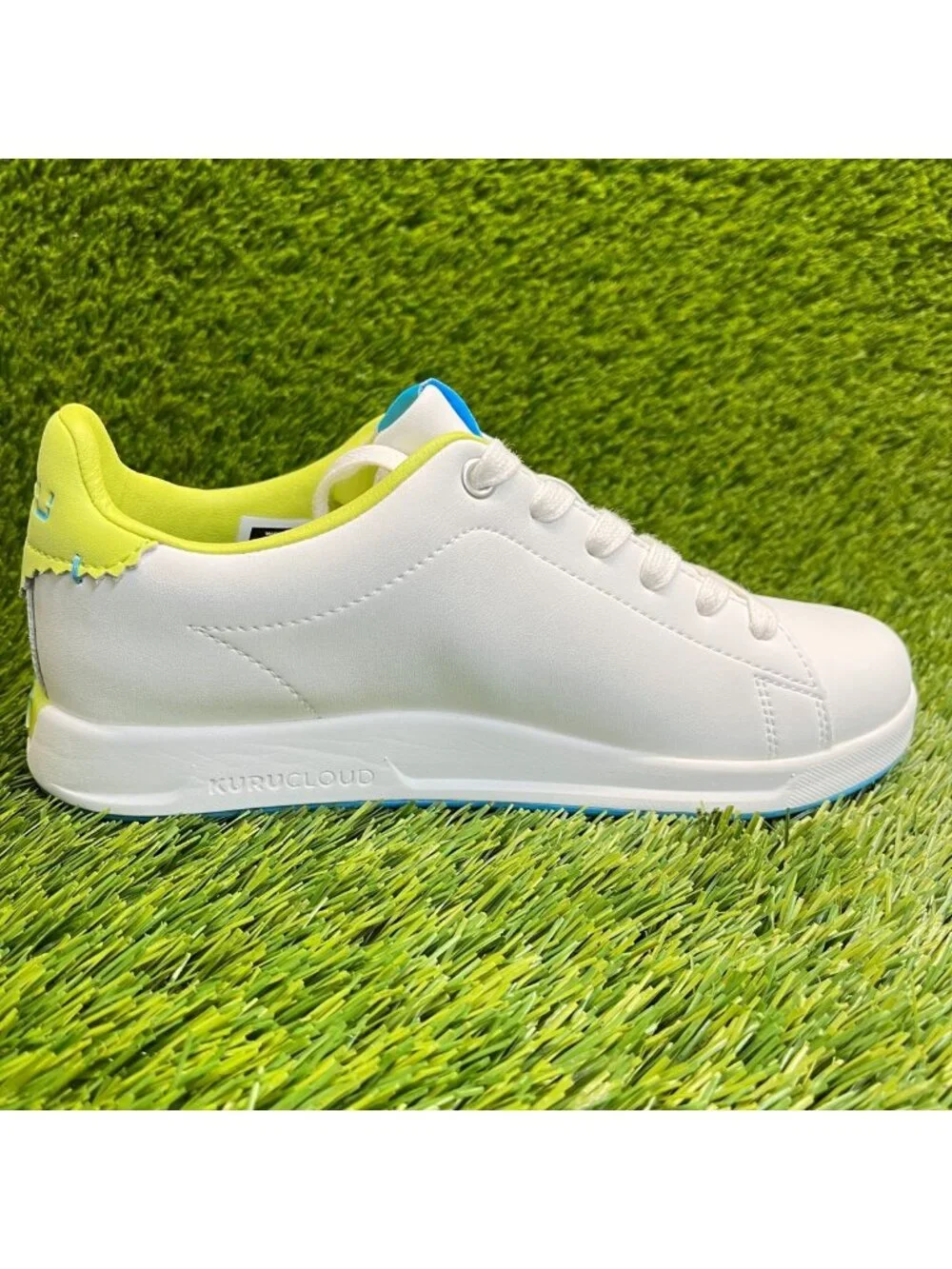 Kuru Roam Classic Court Womens Size 6 White Lime Athletic Leather Shoes Sneakers